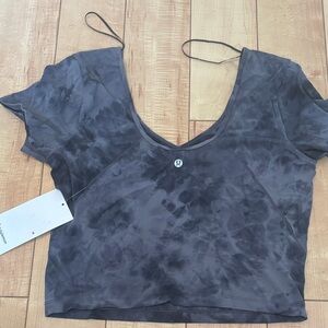 lululemon athletica Black Tie-Dye Scoop Crop Top